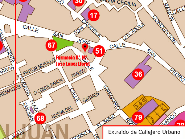 Ubicación de la Farmacia de Dª. Mª. José López Lloret Foto de la ubicación de la Farmacia de Dª. Mª. José López Lloret